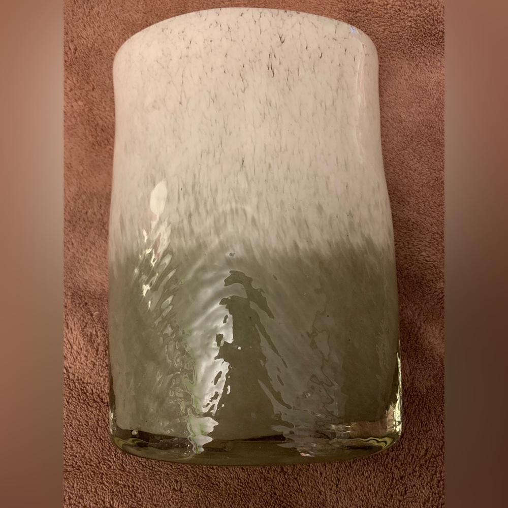 8-9” Grey and White Glass Vase